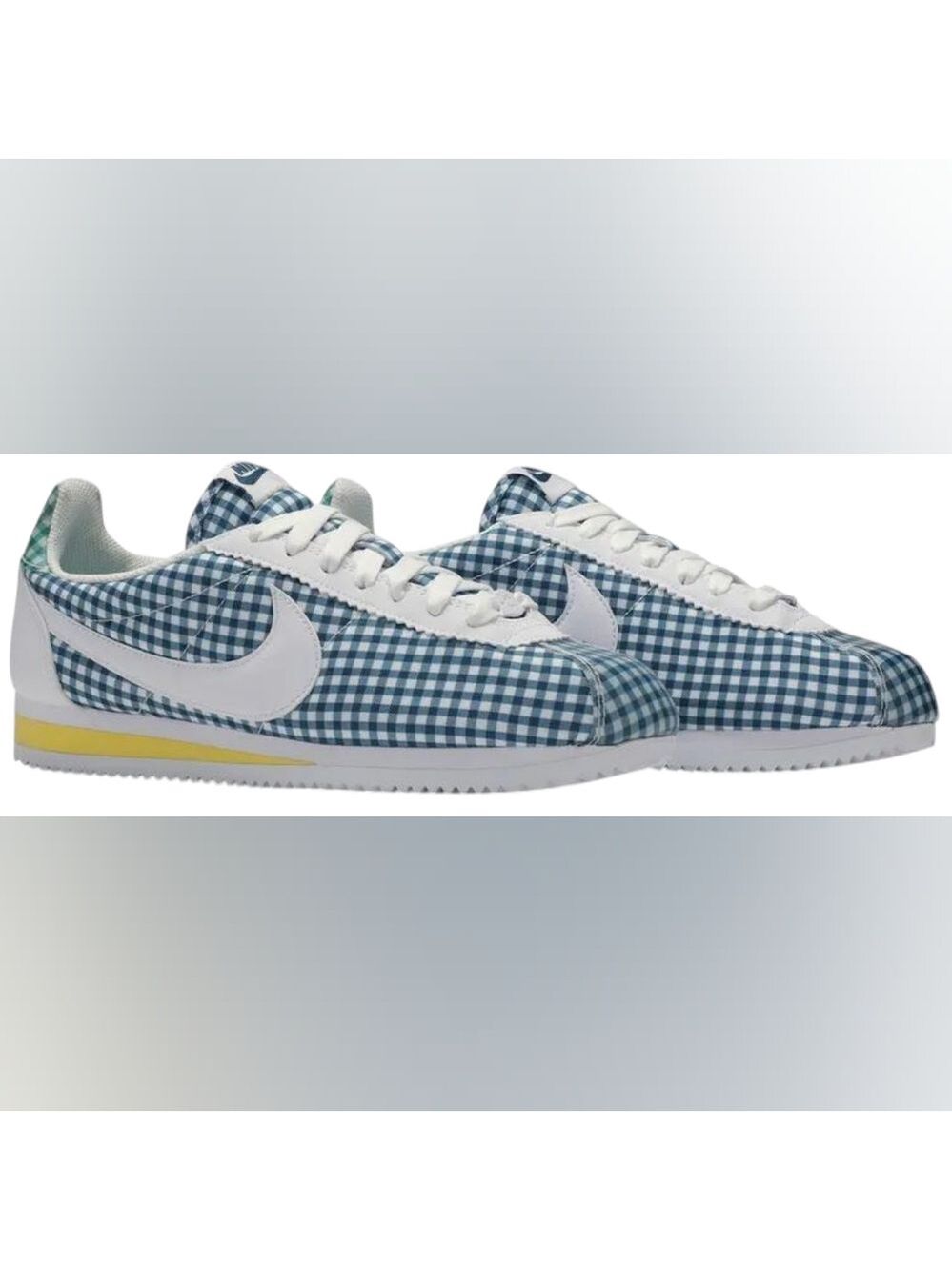 Nike Classic Cortez QS White Blue Gingham BV4890-101 Womens Sz 6